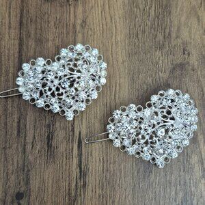 Elegant Vintage Rhinestone Heart Clips Barrettes